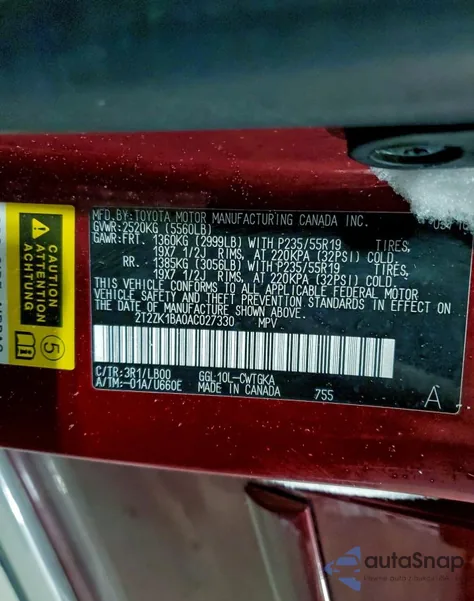 2010 Lexus Rx 350 из США, поврежденный, VIN 2T2ZK1BA0AC027330